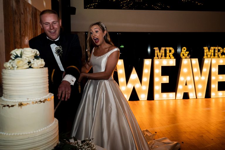 Foxtail Barns Wedding Venue Cake Cutting - Paul Welburn Photography